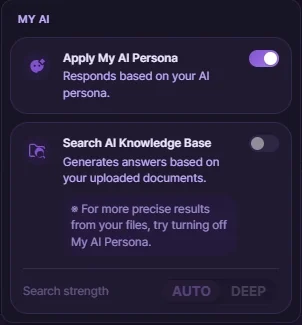 Location of the My AI button beside the chat input